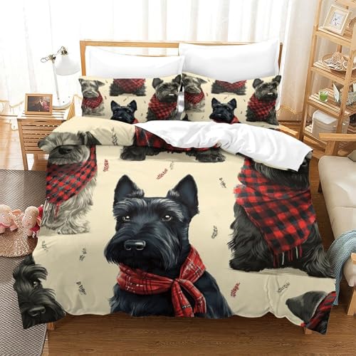 Housse de couette 200x200 Scottish Terrier lit double garçon