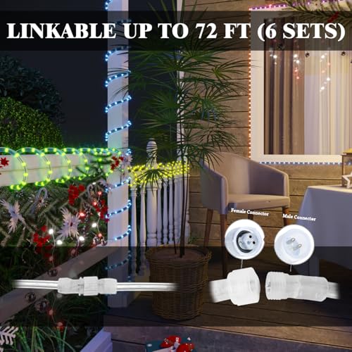 Image of RGB Strip Lights with IR Remote Control, 12FT 72LEDs RGB LED Outdoor Rope Lights, 13MM Waterproof Neon LED Lights 500+ Colors for Bedroom Living Room Patio Christmas Decor (12ft)