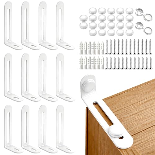 12 Pack Furniture Anchors for Baby Proofing Anti Tip Furniture Anchors Kit(450lb) Furniture Wall Anchor for Dresser Cabinet & Bookcase Earthquake Baby & Pet Safety in Nursery Living Room (White)