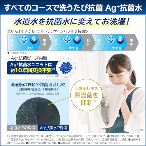 undefined TOSHIBA(東芝) 全自動洗濯機 10kg AW-10DP4(T) ボルドーブラウン インバーター ZABOON ウルトラファインバブル洗浄W 洗剤自動投入 Ag+抗菌水 低振動 低騒音 洗濯槽自動おそうじ の商品画像 6