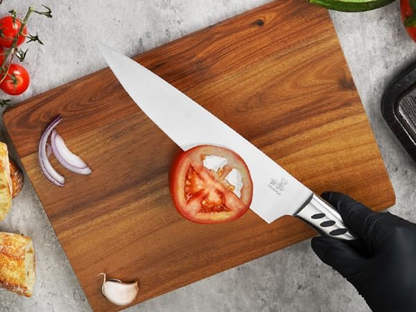 CHUSHIJI Professional 3-Piece Kitchen Knife Set - 8" Chef Knife, 7" Santoku Knife, 5" Utility Knife - High Carbon Stainless Steel, Ergonomic Handle, Grill Ready, Perfect for Gifting - Image 9