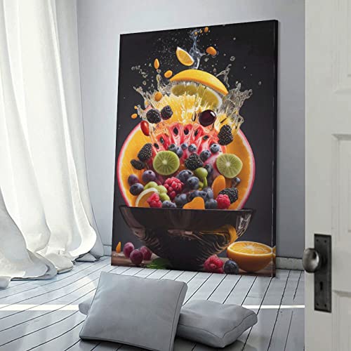 Art Posters Fruit Salad Kitchen Decor Wall Posters Wall Art Paintings Canvas Wall Decor Home Decor Living Room Decor Aesthetic 24X36Inch(60X90Cm) Frame-Style #TOP2