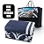 HUGEAR Outdoor Rug Mats, Large Waterproof Area Rug, Reversible Portable Outdoor Plastic Straw Carpet for RV Deck Camping Front Door Indoor Outside Porch Picnic (5x8ft Lantern Navy Blue&White)