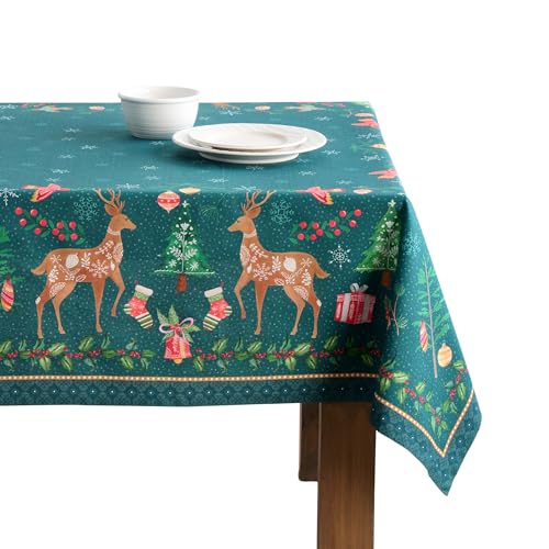 Maison d' Hermine Table Cloth Rectangle Table 100% Cotton 60 x 108 Inches Tablecloth Reusable Decorative Everyday Use for Dining Room, Farmhouse, Home, Party, Festive & Wedding - Hygge Christmas