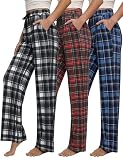 JOYLADY Women Pajama Pants 3-Pack Plaid Sleep Lounge PJ Bottoms with Pockets, Set E-L