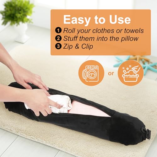 Almohada de viaje rellenable de algodón negra miniatura 5