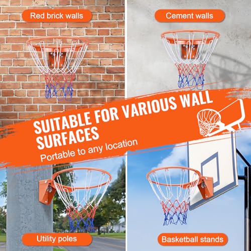 Image of VEVOR Basketball Hoop, 44 54 Inchs PC Backboard Wall Mounted, Basketball Portable Hoop & Goal, Indoor & Outdoor with Hand-Crank Adjustment, Classic Basketball Court, Teens, Adults, Schools, Parks