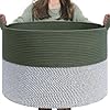 INDRESSME Large Laundry Storage Basket, 21.7 x 13.8 Blanket Baskets for Organizing Decorative Rope Basket Living Room Bedroom Nursery Toy Storage Basket for Colthes Towel, Empty Gift Basket, Green