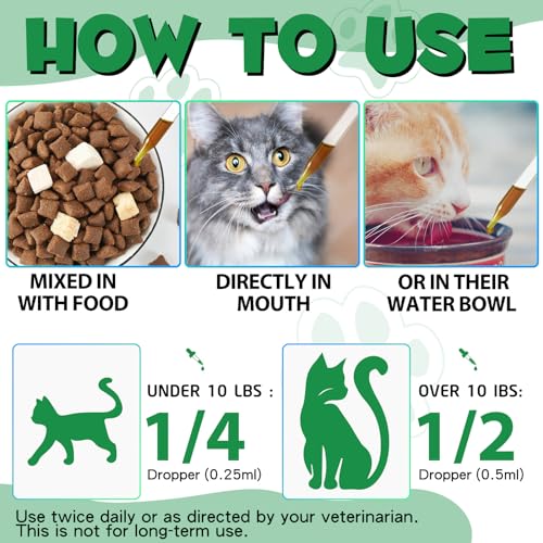 Wurmkur für Katzen 60ml,Verbesserung der Verdauung, Immunitätsschub Kräuterentwurmer mit Probitika, Katzenwurmer-Tropfen, Anti-Parasiten, Breitband-Hakenwürmer - Sicher, Effektiv