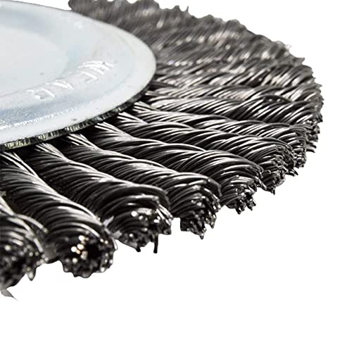 Image of Benchmark Abrasives 6 inch x 1 /4 inch Stringer Bead Wire Wheel with 5 /8 inch-11 Thread, for Weld Cleaning, Weld Spatter Removal, Stripping, Deburring, Use with Angle Grinders - (6 inch x 1 /4 inch) (Carbon)