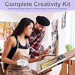 MZJZBN 2 Pack 8x10 sip and Paint Canvas Painting Kit Bundle, Afro King Queen Love Couple Pre Drawn Stretched Kit, Birthday Gift, Adult Sip and - Image 2