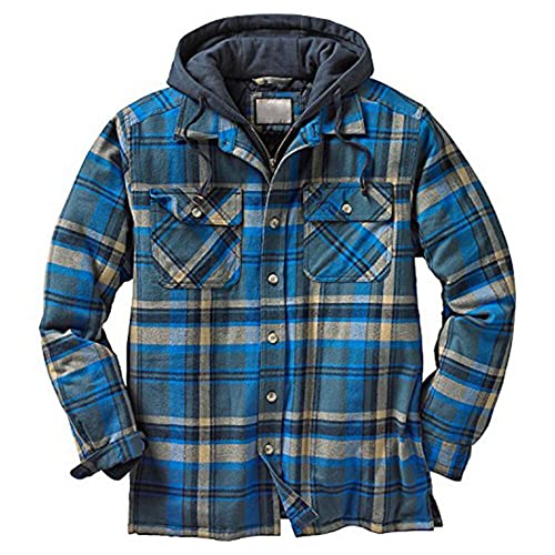 JMSUN Casaco Masculino Jaquetas Xadrez Com Capuz Camisa Casual Quente Engrossado Manga Longa Jaqueta