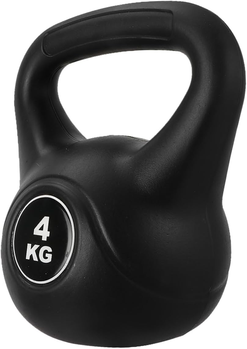 Mipcase Plastic Kettlebell 4kg Black Fitness Pot Bell Arm Muscle Training Bell Household Strength Training Equipment for Deep Squat Exercises