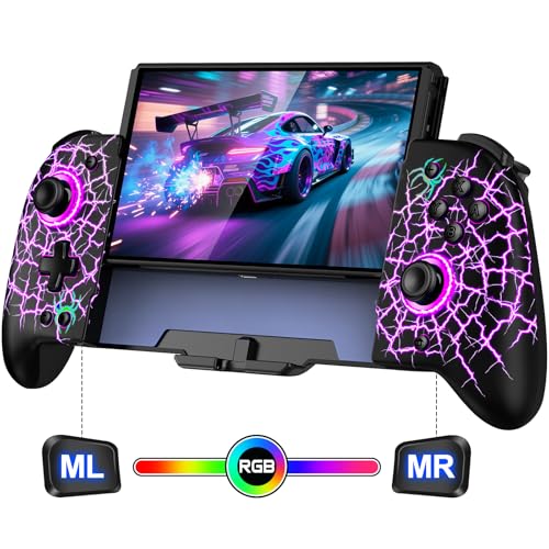 Spican Switch Controllers for Nintendo Switch/OLED, Switch Pro Controller One-Piece Joypad, Full-Size Ergonomic Handheld Mode Controller with Battery/Turbo/Programming for Switch Games