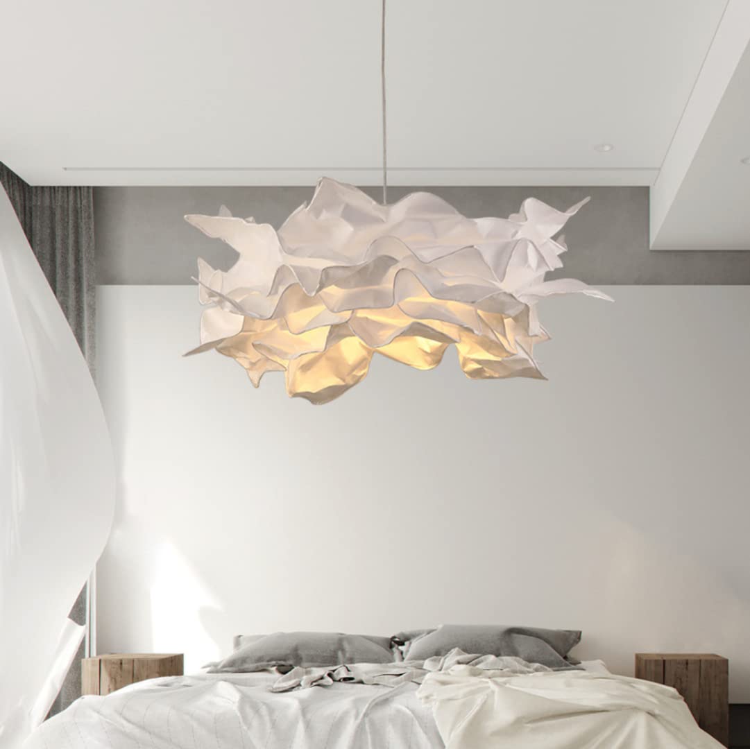Lampada a sospensione creativa con nuvole di carta fai-da-te, lampada da soffitto con fiori di carta artistica Lampada da soffitto con nuvole decorative per camera da letto, soggiorno, 33,8"