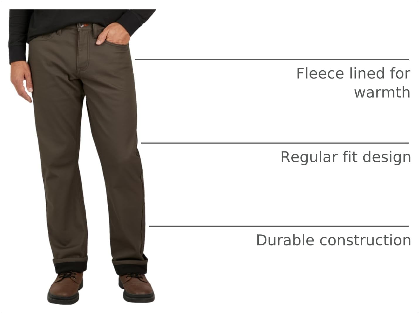 Weatherproof Vintage Fleece Lined Pants Men's - Regular Fit | Soft & Warm, Cold Weather Insulated Canvas Winter Pants for Men