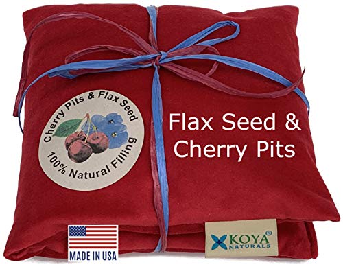 KOYA Naturals Soft Velvet Flax Seed & Cherry Pit/Stone Pillow Heating Pad Microwavable