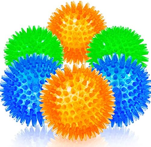 Squeaky Kugeln für Haustier kleinen Welpen, 6 Pack TPR Fetch Spike Kugeln | Gummi 6 Pack Helle Farben Kauen Teething Hund Spielzeug, für saubere Zähne und Training, für Welpen Kaue