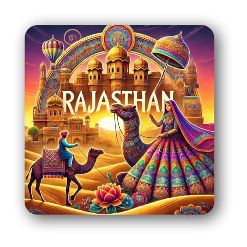 Image of Rajasthan Textured Finish Acrylic Fridge Magnet-UV Texture Printed, Stylish Multicolor Magnet for Fridge, Wardrobe & Metal Surfaces, Pack of 1 (Rajasthan 2)