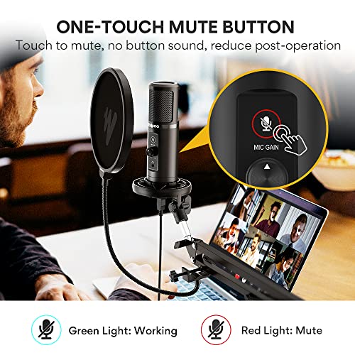 Maono Usb Microphone For Pc, Professional Computer Condenser Mic With Mute, Mic Gain, Zero Latency Monitoring, Boom Arm For Studio, Podcast, Gaming, Streaming, Recording, Twitch, Youtube Pm422 #TOP2