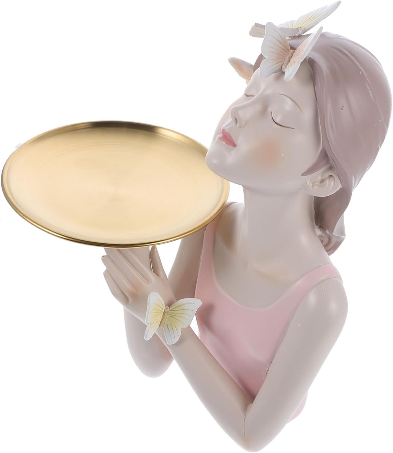 Gatuida Cute Butterfly Girl Tray Decorative Key Holder Fruit Storage House Ornament