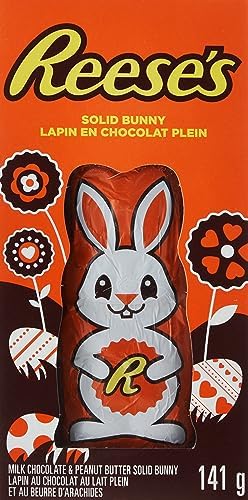 REESE'S Foil Wrapped Solid Bunny, Easter Peanut Butter Chocolate, Good for Easter Hunts, 141g