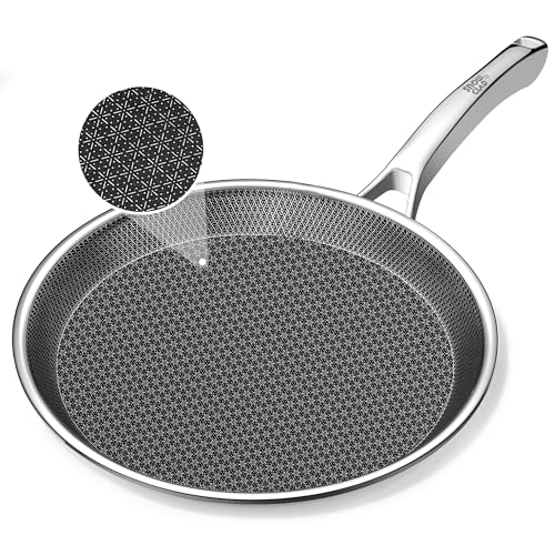 Comparison: Best Non Stick Crepe Pan 8 SNOWCLAD Crepe Pan,10 in Nonstick Crepe Pan, Stainless Steel Flat Skillet,Non Stick Dosa Tawa Comales Para Tortillas Pancake Pan,Dishwasher and Oven Safe Cookware,Induction Compatible, PFOA Free