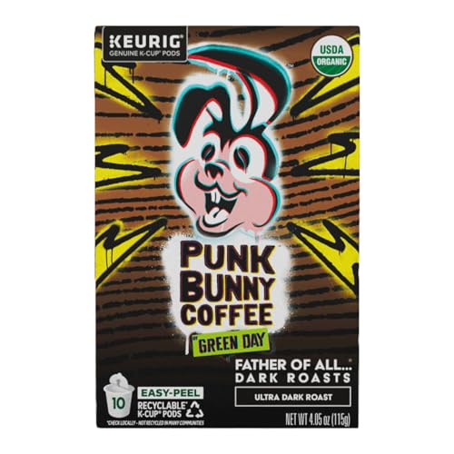 Punk Bunny Ultra Dark Roast Coffee, Organic Coffee Pods, Father of All Dark, 10 count