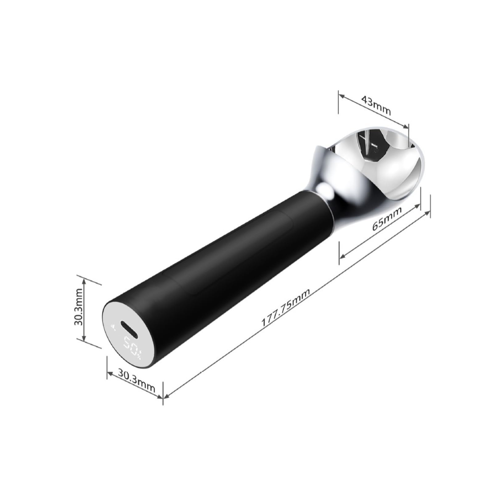 Cuillère à glace chauffante rechargeable avec affichage numérique, température réglable, design étanche