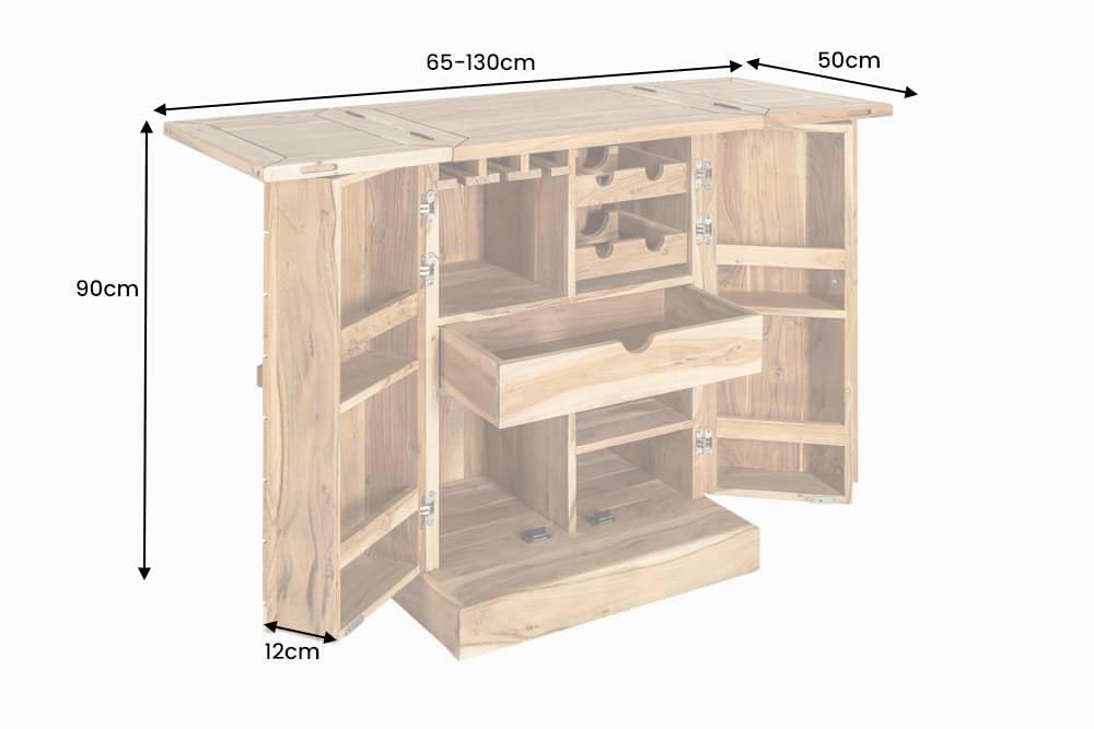 invicta INTERIOR riess-Ambiente.de Handgearbeiteter Barschrank MOSAICO 130cm Akazie Massivholz 3D Effekt Hausbar Weinschrank