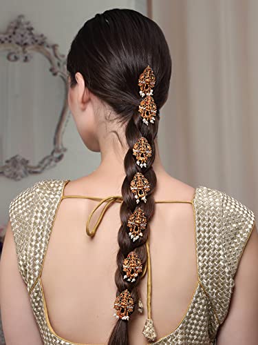 Jadai Billai, 9pc Plated Red Crystal Hair Pin Set