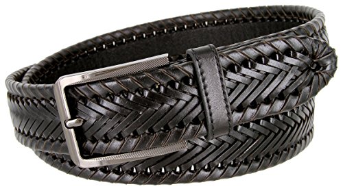 BL041 Directional Basketweave Woven Genuine Dress Leather Belt - 1-3/8