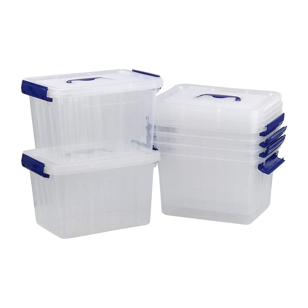Farmoon 6 L Scatola Portaoggetti in Plastica con Coperchio e Manico, Confezione da 6