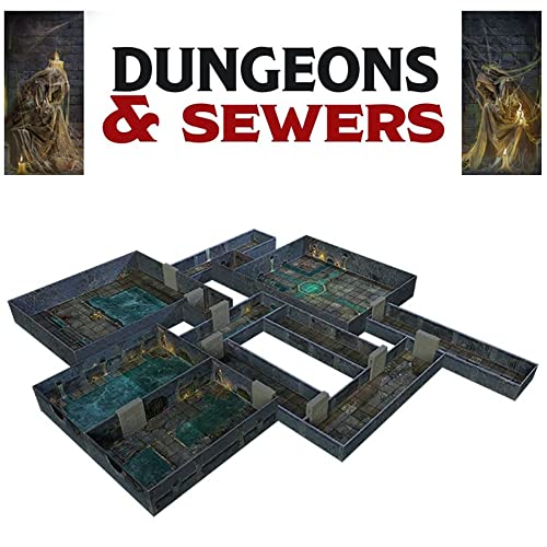 Gale Force Nine Tenfold Dungeon: Dungeons & Sewers - Modular Roleplaying Terrain Set & 5e RPG Adventure (GF9TFD02)