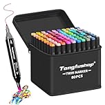 Tongfushop Marcatore 80 Colori, Pennarelli Doppia Punta 2S Asciugatura Rapida, Marker Pennarelli Professionali con Base e Borsa per Adulto Sketch, Colorare, Illustrazioni, Disegnare, Anime