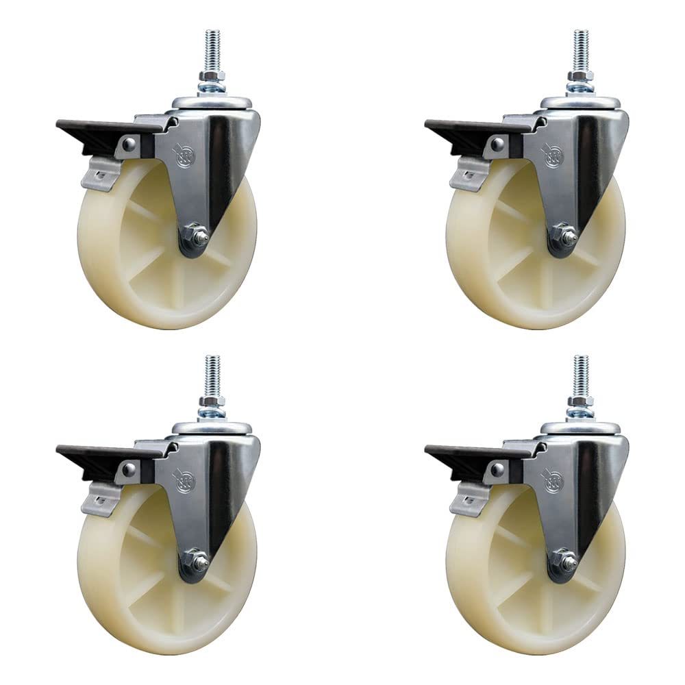 Nylon Swivel Threaded Stem Caster Set of 4 w/5