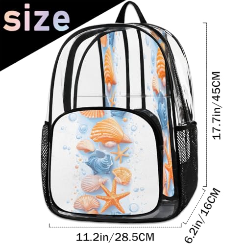 Tropical Ocean Shells Clear Backpack, Stadium Backpack for Women Men Adult Concert Festival Work Daily Travel2