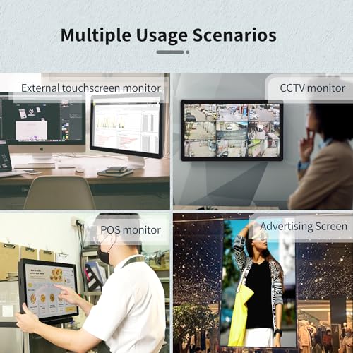 Image of 18.5 inch Capacitive Multi-Touch Screen Industrial Monitor, 16:9 Display 1920 x 1080P, Built-in Speakers, VGA, DVI & HD-MI Monitor for PC, POS, Small Business, Restaurant