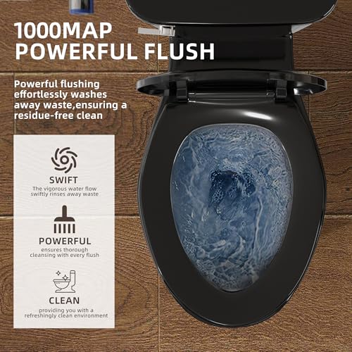 Image of SUPERFLO Black Tall Toilet 21 Inch Extra Tall Toilets for Elderly
