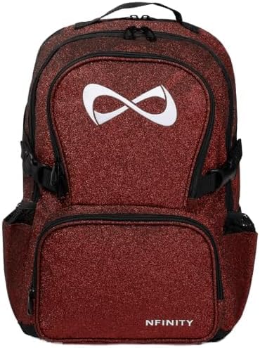 Nfinity Sparkle Backpack for Cheerleaders – Glitter Finish, Lightweight and Durable, with Ample Storage and Adjustable Straps