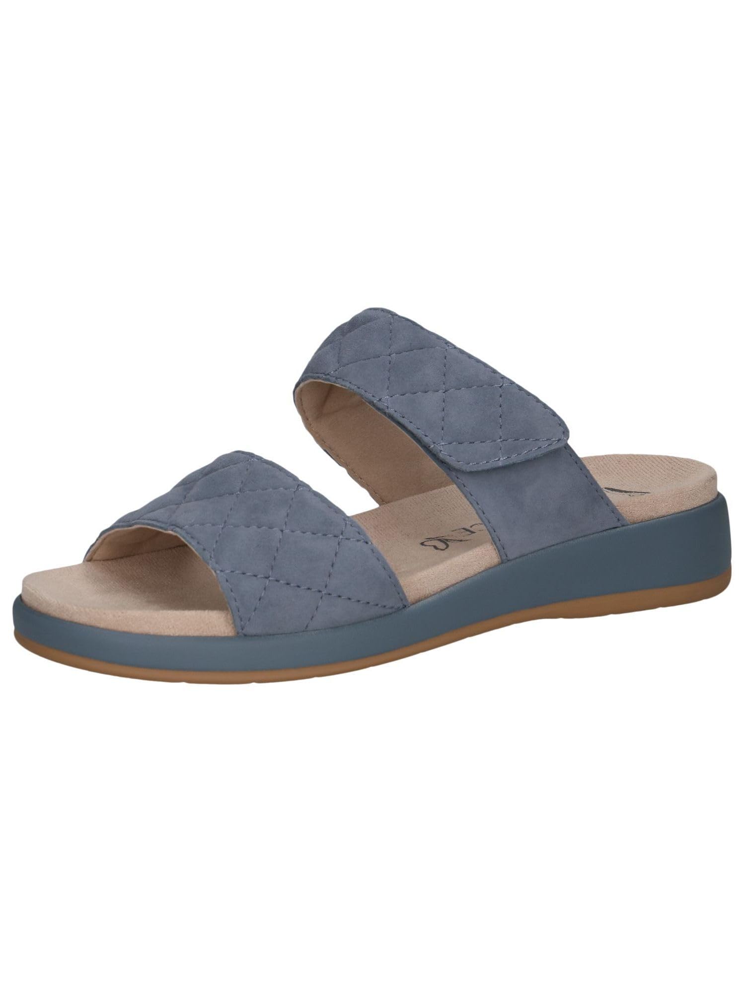 CAPRICE Women's Leather Mules with Velcro, Blue (Lt.Blue Suede), 8 UK