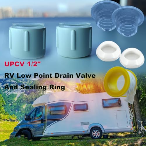 Image of Upgrade 2PCS 1 /2 inch RV Low Point Drain Cap Kit Fit for RV Camper Travel Traile, 1 /2 inch Hot & Cold Water Lines