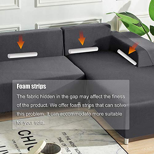 WOMACO L Shape Sofa Covers Sectional Sofa Cover 2 pcs Stretch Sofa Slipcovers for L-Shape Couch (L-Shape 2+3 Seats, Dark Gray)