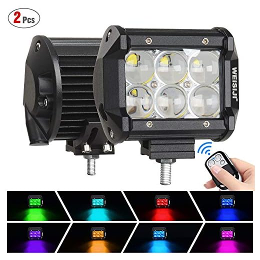 LED Pods RGB Work Light 4 Inch 60W LED Cube Driving Light Bar Spot Flood Combo Beam Off Road Lights for Pickup Truck ATV UTV SUV Boat(Spot,2Pcs)