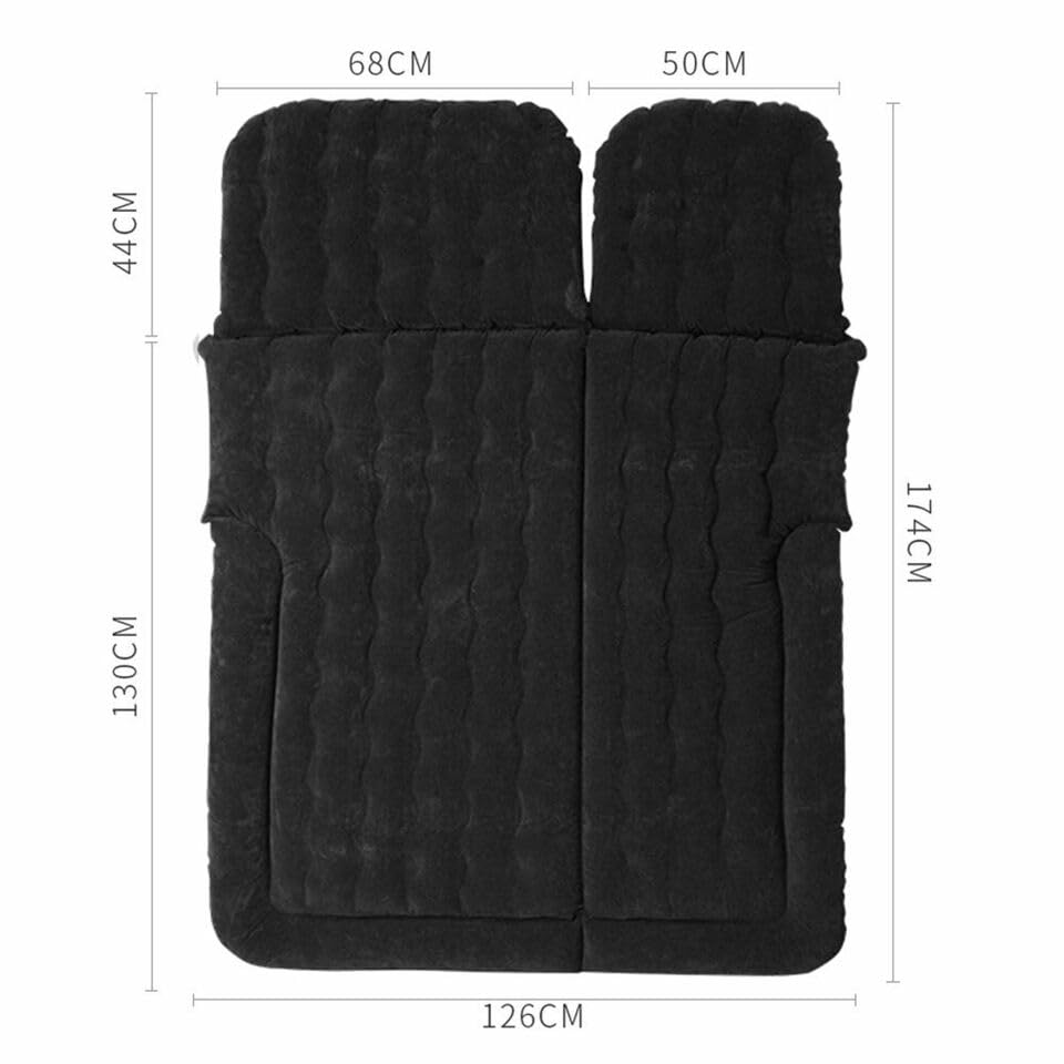 Image of Oshotto Multifunctional Car Inflatable Bed Air Mattress SUV Car Travel Outdoor Camping mat with Two Air Pillows and Air Pump Compatible with MG Hector (Black)