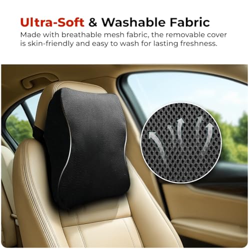 Image of Trajectory Car Neck Rest Pillow Memory Foam Cushion for Car Seat I Head Rest for Neck & Cervical Comfort for Men and Women Black (As seen on Shark Tank)