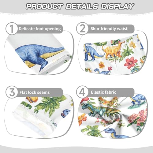 Wusikd Dinosaurs Flower Girls' Leggings Toddler Doodles Colorful Kids Yoga Pants Dance Active Tights 4T3
