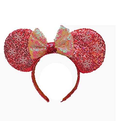 Purple Leopard Mouse Ears headbands, Rainbow Mouse Ears and other beautiful hair accessories, Glitter Party Hot Princess Decoration Cosplay Costume for Girls & Women(Ice pink and white)