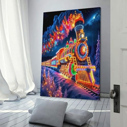 Tableau train style néon pour remplacer une décoration murale fade et sans relief