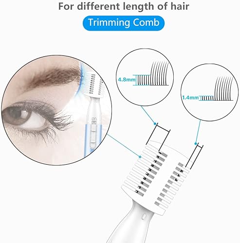 Miniatura 4 de Funstant Recortadora de cejas, maquinilla de afeitar eléctrica de precisión para mujeres, con pilas, removedor de vello facial con peine sin